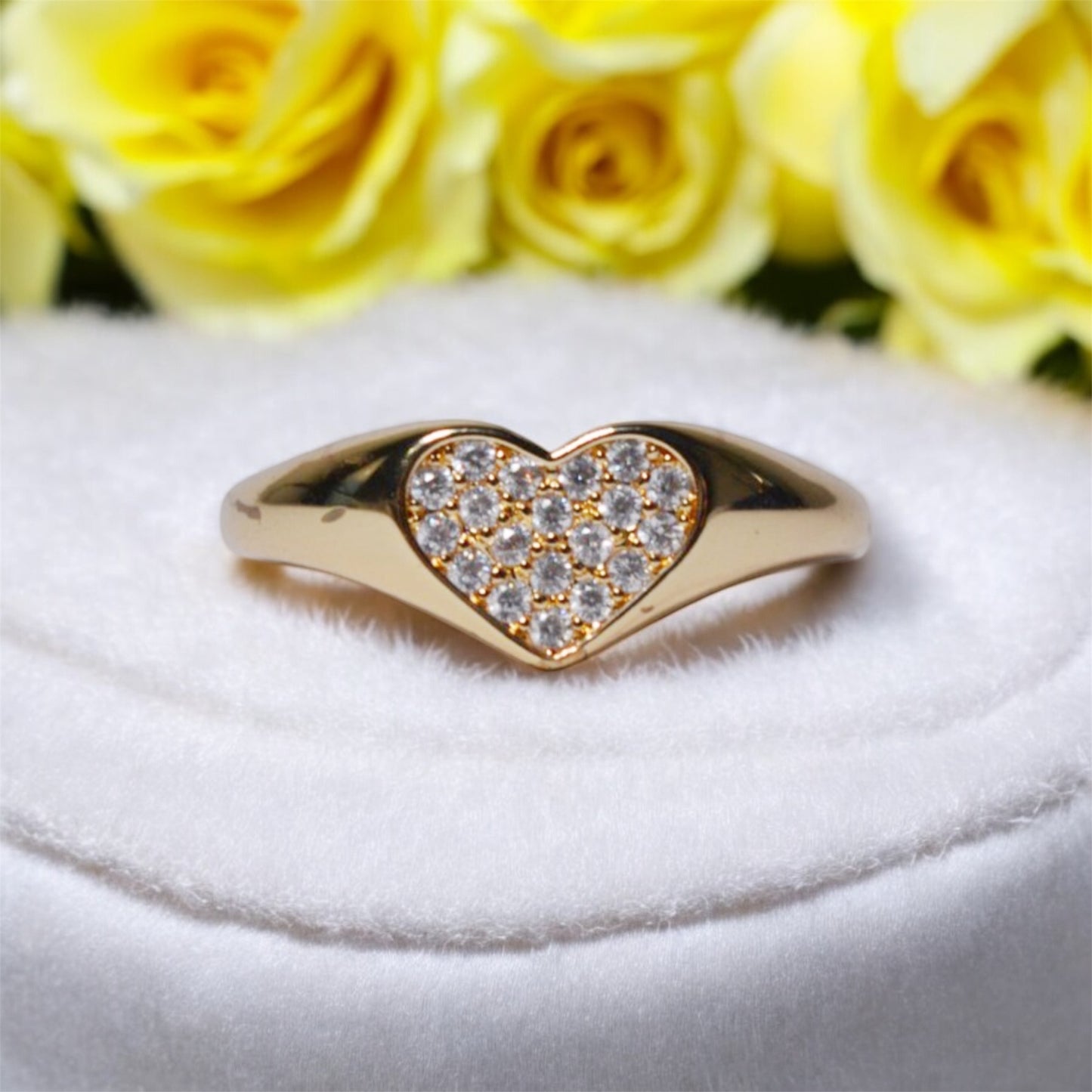 Anello cuore pieno,Gold o Silver brillantinati.